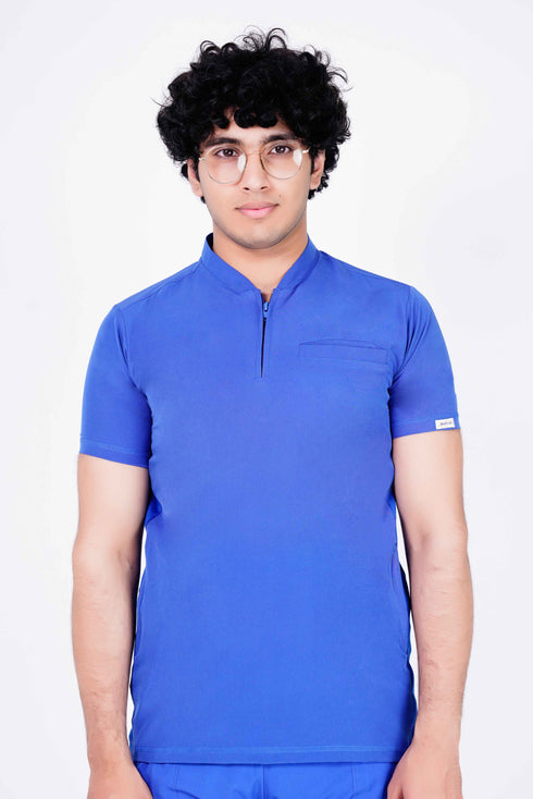 Men's 3-Pocket Zip Placket V-Neck Scrub